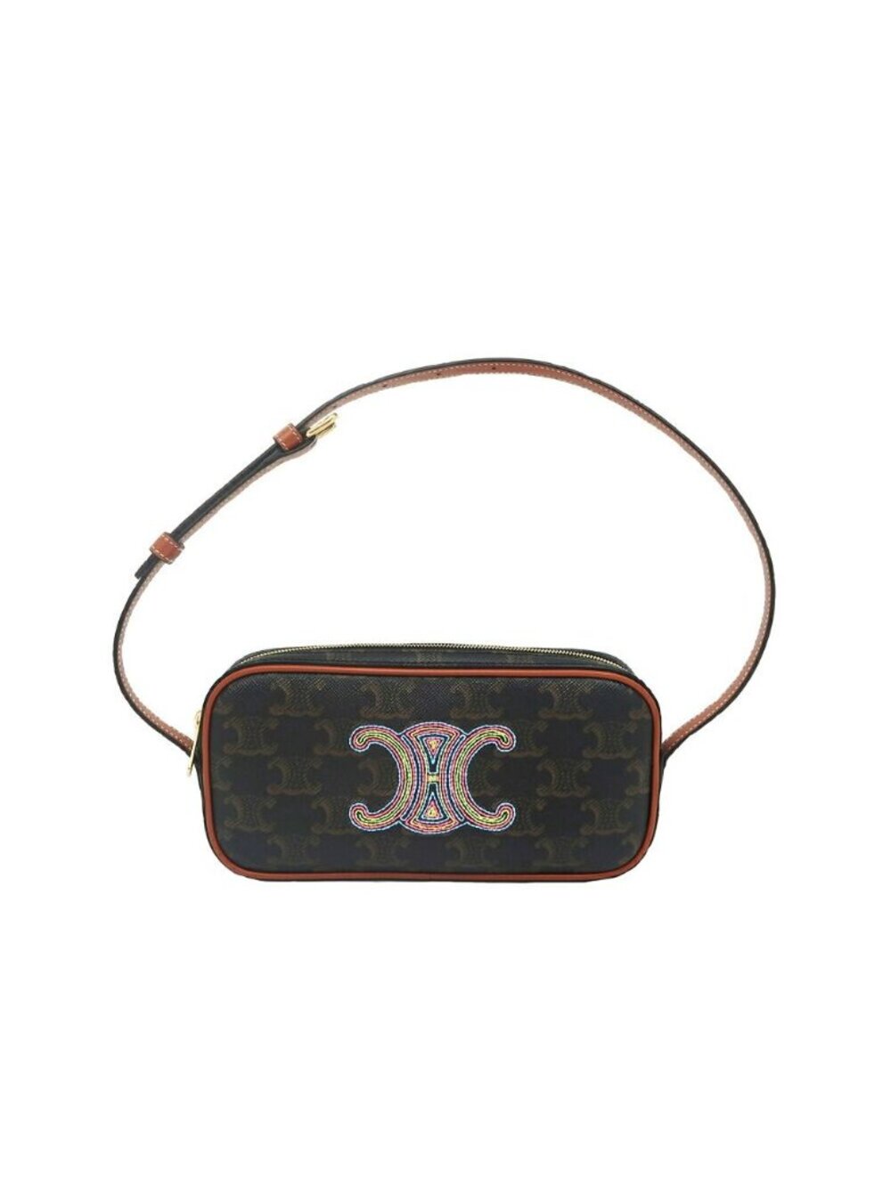 Celine Mini Camera Triomphe Multicolor Brown Leather Pouch